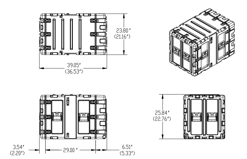 3RR-11U24-25B Harderback® 11U 24-inch Deep RR Series Shock Rack draw