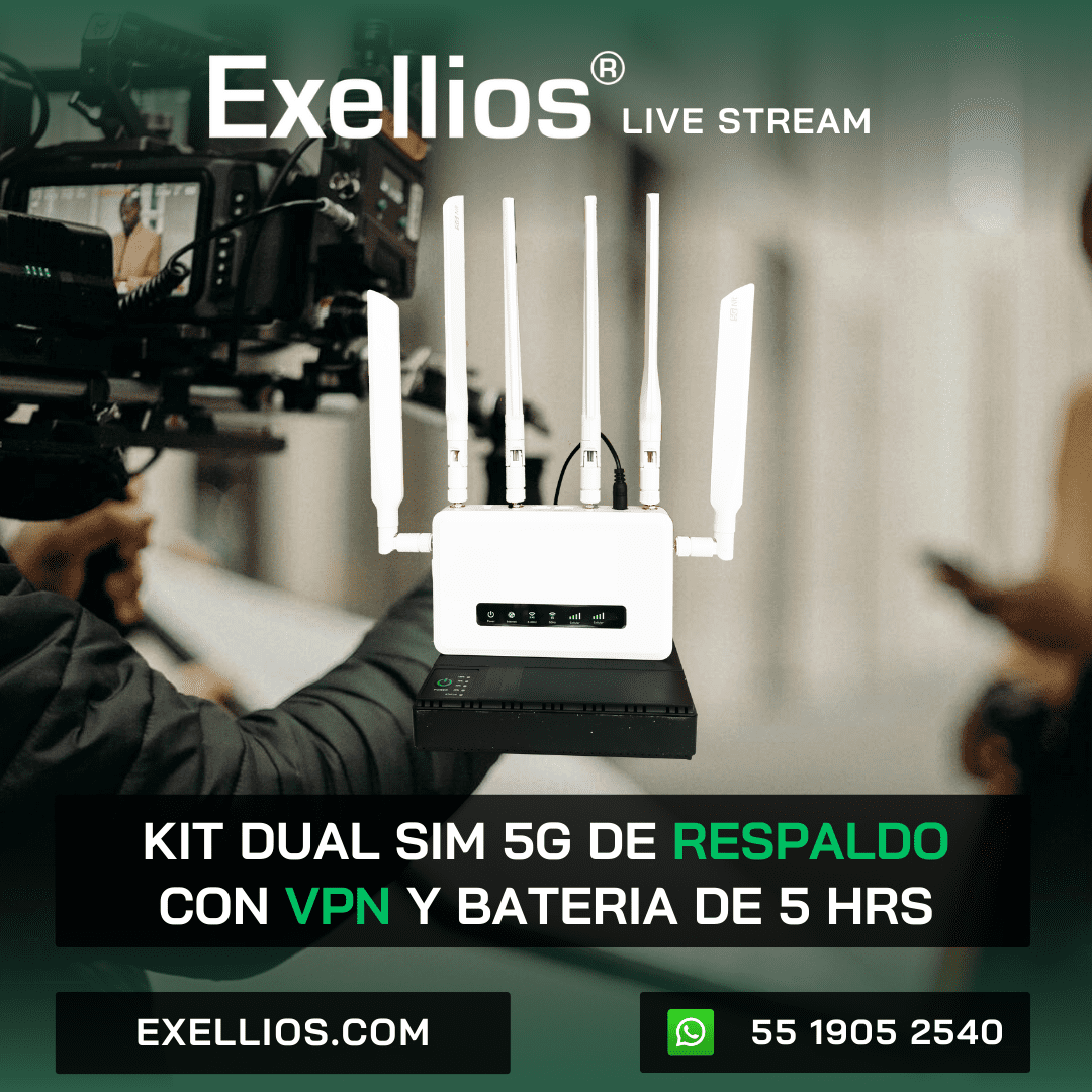 Exellios Kit de Respaldo 5G con VPN y Bateria